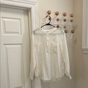 Borden - Classic Silk Pullover Long Sleeve Shirt - Neutral Cream - 12R